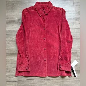 Vintage Style & co. Rustic Red 100% LEATHER Shirt Jacket Button NWT! WEAR* SZ L
